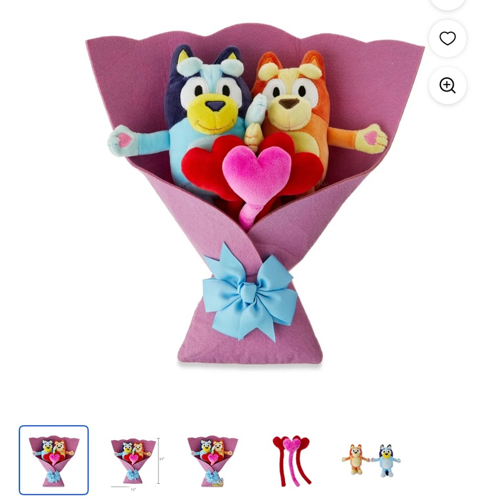 Valentine Plush Toy Bouquet with Heart Bluey